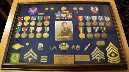 Veteran Medals in a display case